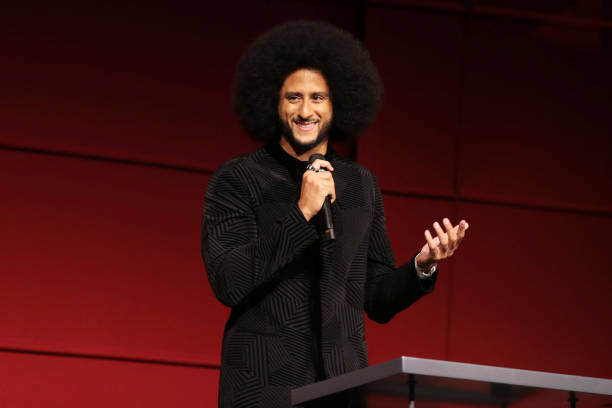 Colin Kaepernick speaks onstage during the Netflix Limited Series "Colin in Black and White" Premiere at Los Angeles County Museum of Art on October...