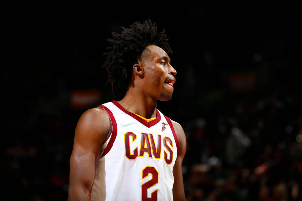 Collin Sexton of the Cleveland Cavaliers looks on during the game against the Toronto Raptors on November 5, 2021 at the Scotiabank Arena in Toronto,...