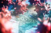 Concept India attacked by an Coronavirus army troop
