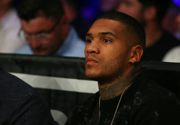 Conor Benn is seen ringside prior to during the IBF World Super Featherweight Title Fight between Kenichi Ogawa and Joe Cordina at Motorpoint Arena...