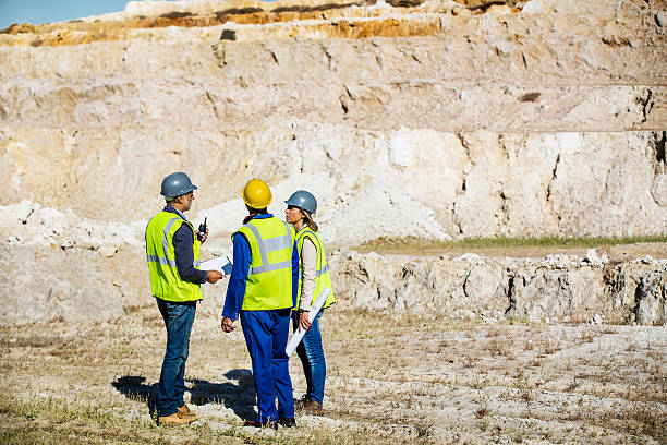 construction team discussing at quarry picture