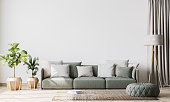 Contemporary interior design for interior mock up in living room. Scandinavian home decor. Stock photo
