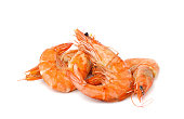 Cooked prawn or shrimp isolated on white