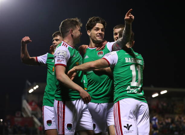 Cork , Ireland - 25 March 2022; Ruairi Keating of Cork City celebrates after scoring his side's first goal during the SSE Airtricity League First...