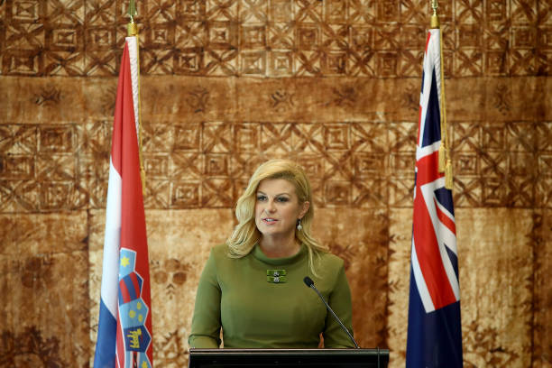 Croatian President Kolinda Grabar-Kitarovicon speaks during a state luncheon at Government House August 19, 2017 in Auckland, New Zealand. President Kolinda Grabar-Kitarovic is on a four day visit to New Zealand.