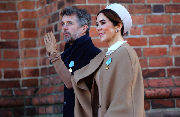 Crown Prince Frederik and Crown Princess Mary of Denmark seen at Roskilde on the occasion of the Queen's 50 year anniversary as Monarch on January...