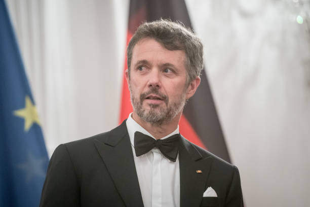 Crown Prince Frederik of Denmark attends a state banquet in Bellevue Palace on November 10, 2021 in Berlin, Germany.  The Danish queen and her son are ...