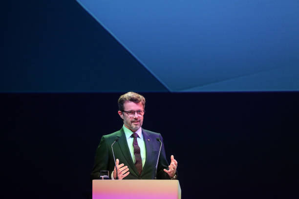 Crown Prince Frederik of Denmark speaks during the Danish Business Conference at Kosmos event center on November 11, 2021 in Berlin, Germany. The...