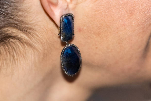 Crown Princess Victoria of Sweden earring detail while attending a seminar on cancer strategy at the Karolinska Institute on February 3 2020 in...