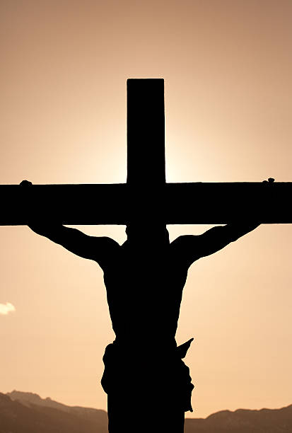 crucifixion silhouette - good friday stockfoto's en -beelden