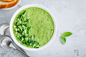 Cucumber Gazpacho. Green fresh cold summer soup.