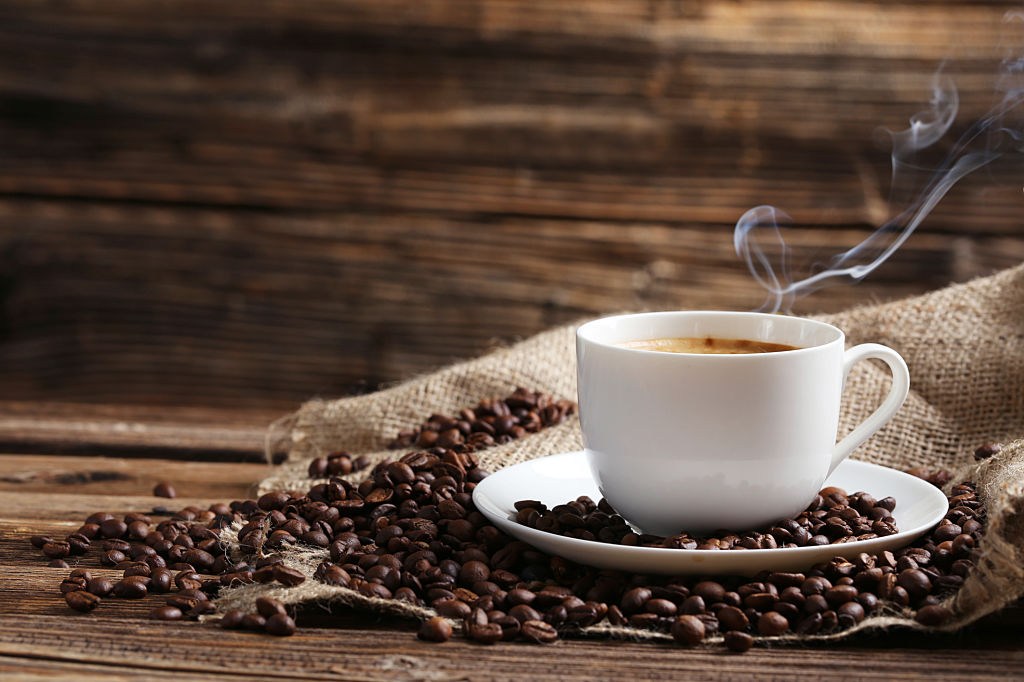 Hot Coffee with Coffee Beans