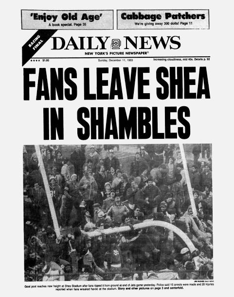 Daily News front page December 11 Headline FANS LEAVE SHEA IN SHAMBLES Goal post reaches new height at Shea Stadium after fans ripped it from ground...