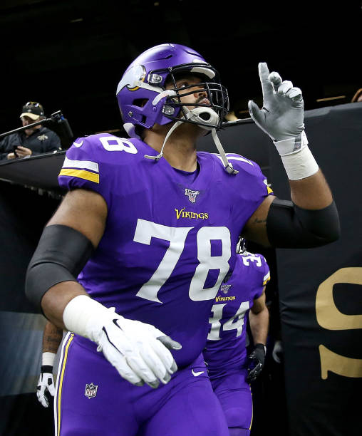 Dakota Dozier of the Minnesota Vikings looks on in the NFC Wild Card Playoff game against the New Orleans Saints at the Mercedes Benz Superdome on...