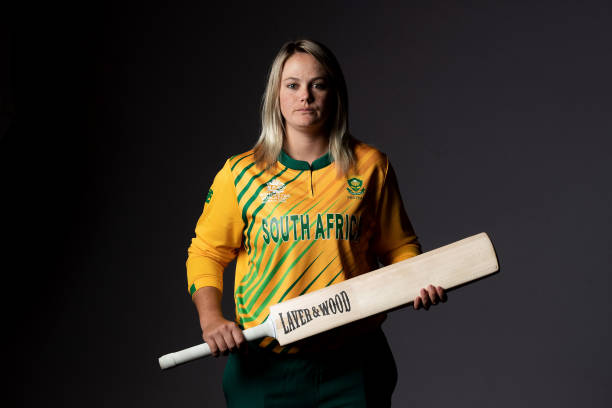 Dane Van Niekerk poses during the South Africa 2020 ICC Women's T20 World Cup headshots session at Adelaide Oval on February 16, 2020 in Adelaide,...