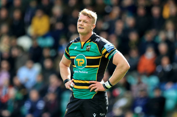NORTHAMPTON, ENGLAND - APRIL 02: David Ribbans of Northampton Saints looks on during the Gallagher Premiership Rugby match between Northampton Saints and Bristol Bears at Franklin's Gardens on April 02, 2022 in Northampton, England. (Photo by David Rogers/Getty Images)