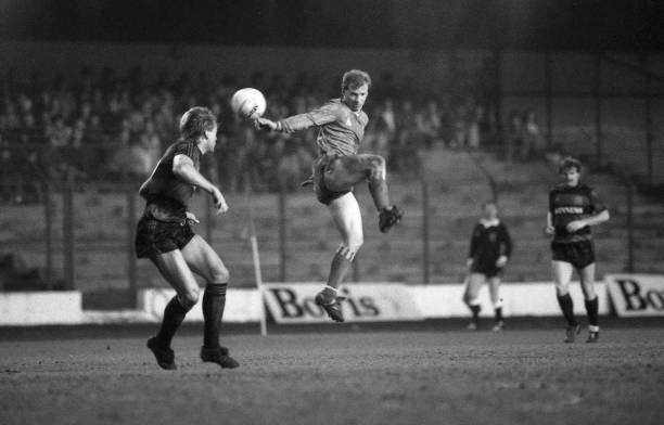 David Speedie of Chelsea in action during the First Division match between Chelsea and Queens Park Rangers at Stamford Bridge on March 19, 1986 in...