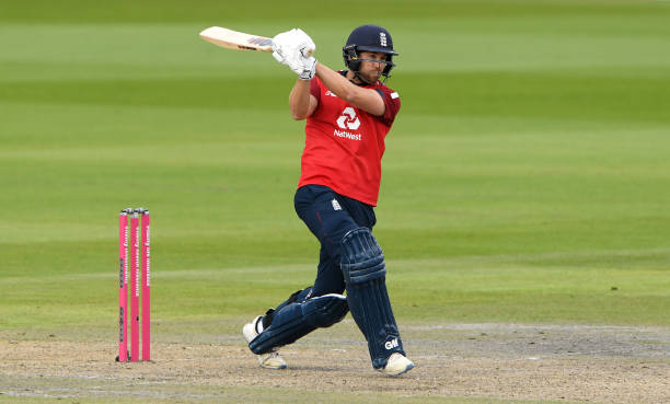Dawid Malan of England hits runs during the 2nd Vitality International Twenty20 match between England and Pakistan at Emirates Old Trafford on August...