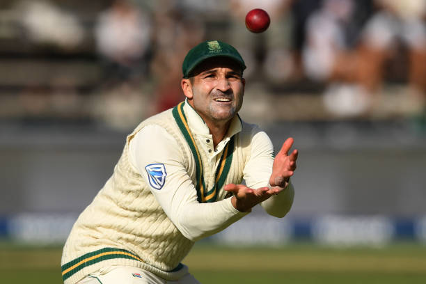 Dean Elgar of South Africa catches a ball during Day One of the Fourth Test between England and South Africa on January 24, 2020 in Johannesburg,...