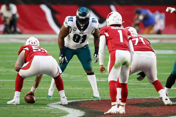 Defensive tackle Fletcher Cox of the Philadelphia Eagles during the NFL game against the Arizona Cardinals at State Farm Stadium on December 20, 2020...