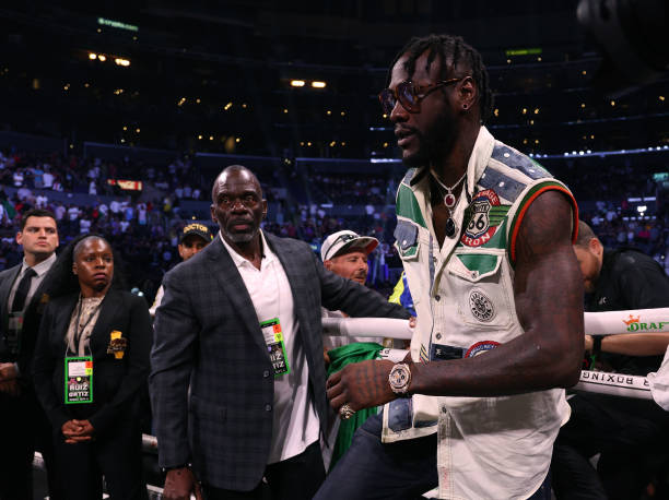 Deontay Wilder in the ring after a unanimous decision win by Andy Ruiz Jr. Over Luis Ortiz during a WBC world heavyweight title eliminator fight on...