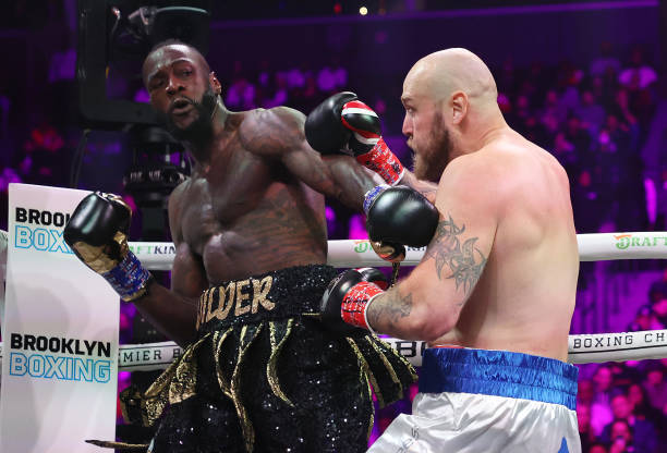 Deontay Wilder knocks out Robert Helenius in the first roundduring their WBC world heavyweight title eliminator bout at Barclays Center on October...