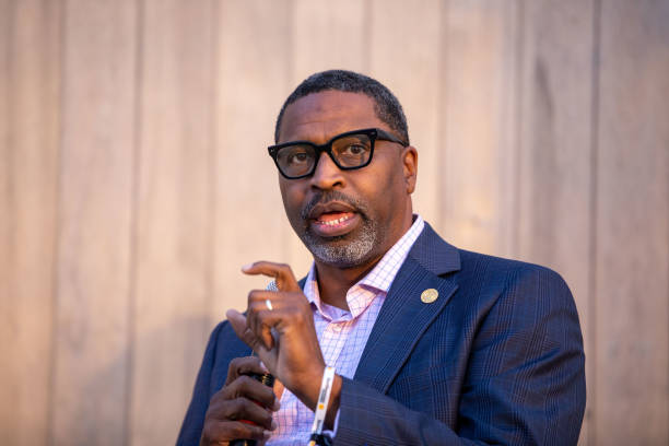 Derrick Johnson during a panel discussion at the "Exclusive Preview Of 1,000 Years Of Slavery" on August 18, 2021 in Vineyard Haven, Massachusetts.