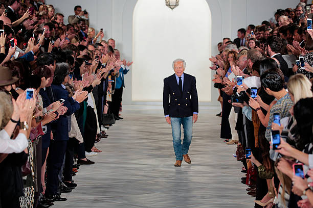 designer ralph lauren greets the audience at the finale of the ralph picture