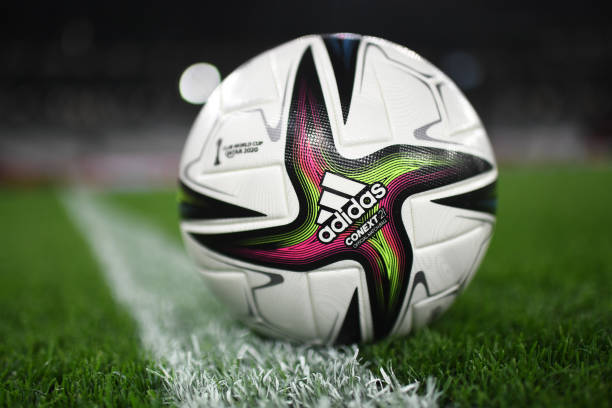 Detailed view of the Adidas Conext 21 Official match ball ahead of the FIFA Club World Cup Qatar 2020 at the Education City Stadium on February 03,...