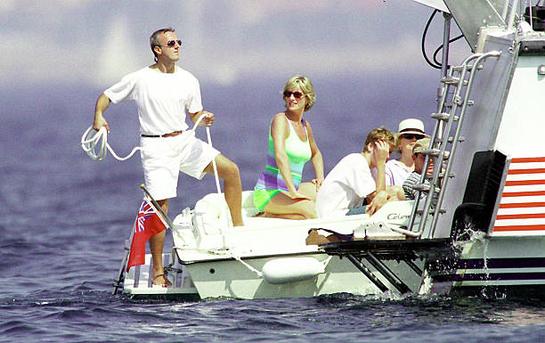 Diana, Princess of Wales and son HRH Prince William are seen holidaying with Dodi Al Fayed in St Tropez in the summer of 1997, shortly before Diana...