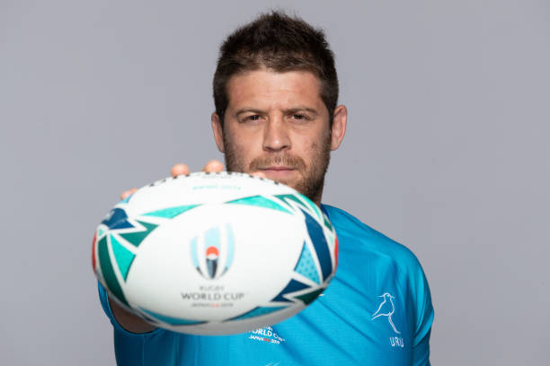 KITAKAMI, JAPAN - SEPTEMBER 18: Diego Magno of Uruguay poses for a portrait during the Uruguay Rugby World Cup 2019 squad photo call on September 18, 2019 in Kitakami, Iwate, Japan. (Photo by Rich Fury - World Rugby/World Rugby via Getty Images)