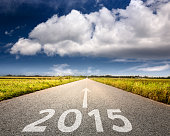 Driving on an empty road to upcoming 2015