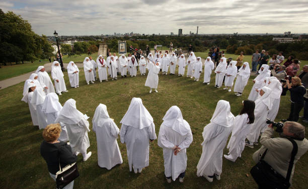 Druids celebrate the Autumn equinox on Primrose Hill on September 22, 2009 in London, England. The ceremony is one of three events staged by the...