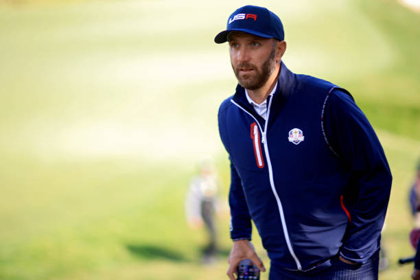 Dustin Johnson of team United States walks during a practice round prior to the 43rd Ryder Cup at Whistling Straits on September 22, 2021 in Kohler,...