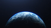Earth planet viewed from space , 3d render of planet Earth.
