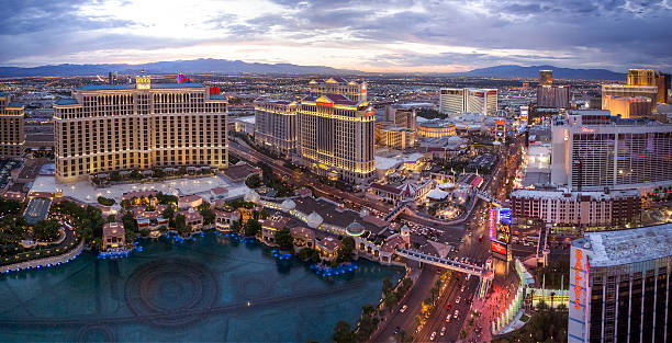 elevated view of the las vegas strip after sunset picture