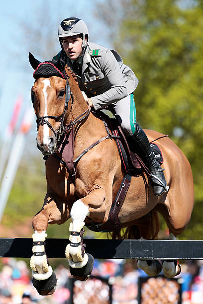 Emanuele Gaudiano of Italy riding Corbanus during the Global Champions Tour Grand Prix of Hamburg on May 7, 2016 in Hamburg, Germany.