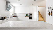 Empty Stone Kitchen Countertop In Modern Kitchen