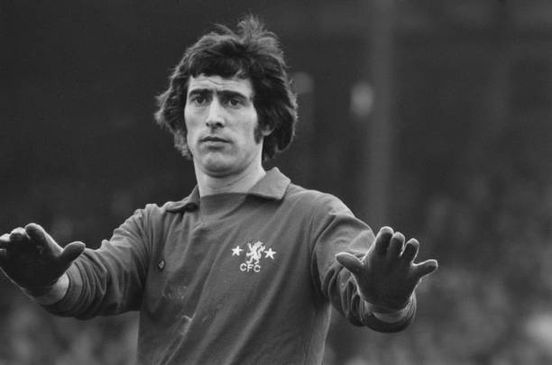 English footballer Peter Bonetti , the goalkeeper for Chelsea FC, during a League Division One match against Coventry City at Stamford Bridge in...