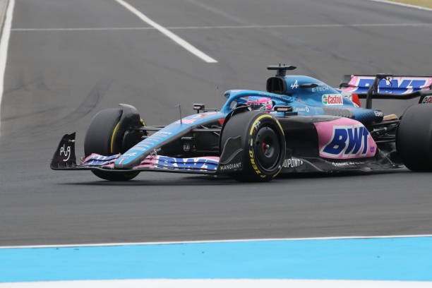 Esteban Ocon of France, Alpine F1 Team, Alpine A522 Renaul driver in action during the F1 Grand Prix of Hungary at Hungaroring on July 31, 2022 in...