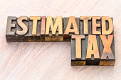 estimated tax word abstract in wood type