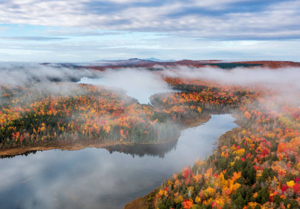 Fall in rockwood,Scenic view of lake against sky during autumn,Rockwood,Maine,United States,USA
