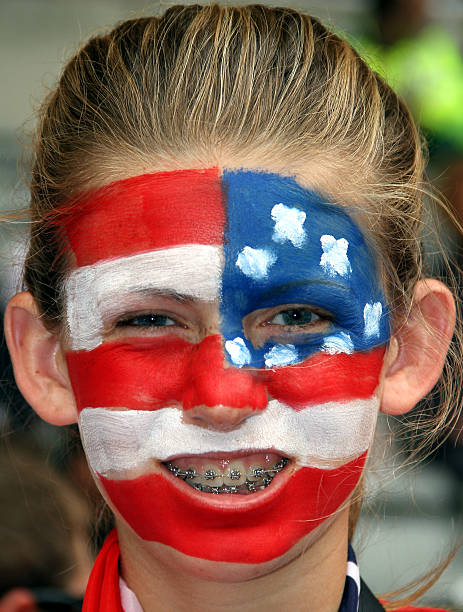 In Focus: Paint Yourself Red, White and Blue Photos and Images | Getty ...