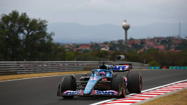 Fernando Alonso of Spain driving the Alpine F1 A522 Renault during the F1 Grand Prix of Hungary at Hungaroring on July 31, 2022 in Budapest, Hungary.