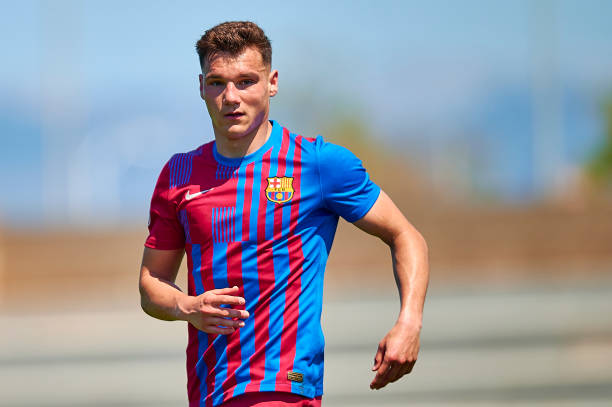 Ferran Jutgla of FC Barcelona B looks on during the Primera RFEF Group 2 match between Atletico Baleares and FC Barcelona B at Estadio Balear on...