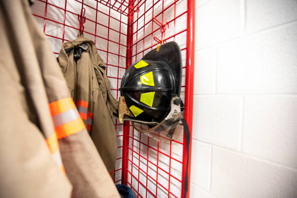 Fireman&#039;s Gear in Station Locker Room