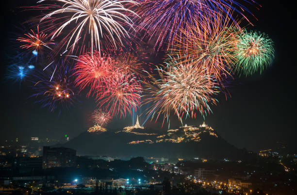 Fireworks display Unseen Thailand at Phetchaburi, Thailand