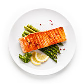 Fish dish - grilled salmon and asparagus