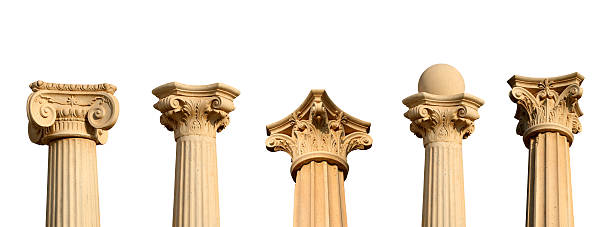 cinco diferentes columnas en una fila, xxl - architectural column fotografías e imágenes de stock