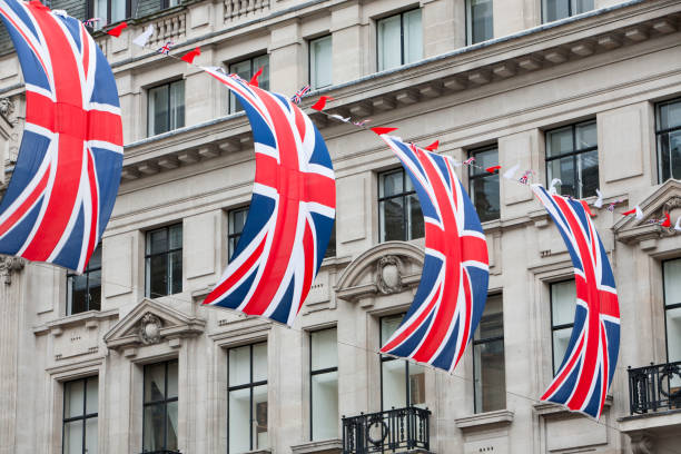 flags for the queen diamond jubilee in london, uk. - queen elizabeth stock pictures, royalty-free photos & images